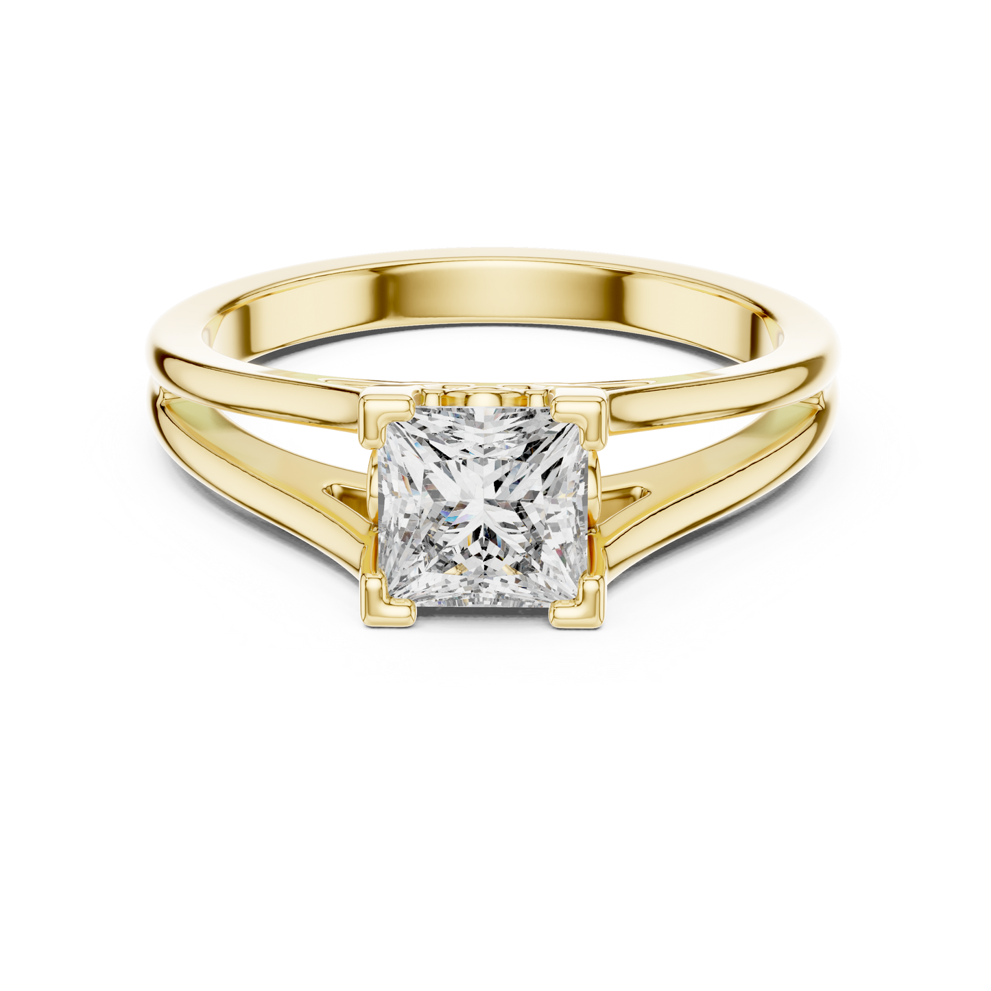 Princess Cut Lab Grown Diamond Split Shank Engagement Ring