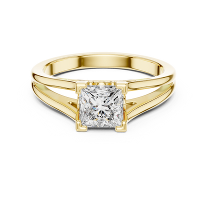Princess Cut Lab Grown Diamond Split Shank Engagement Ring