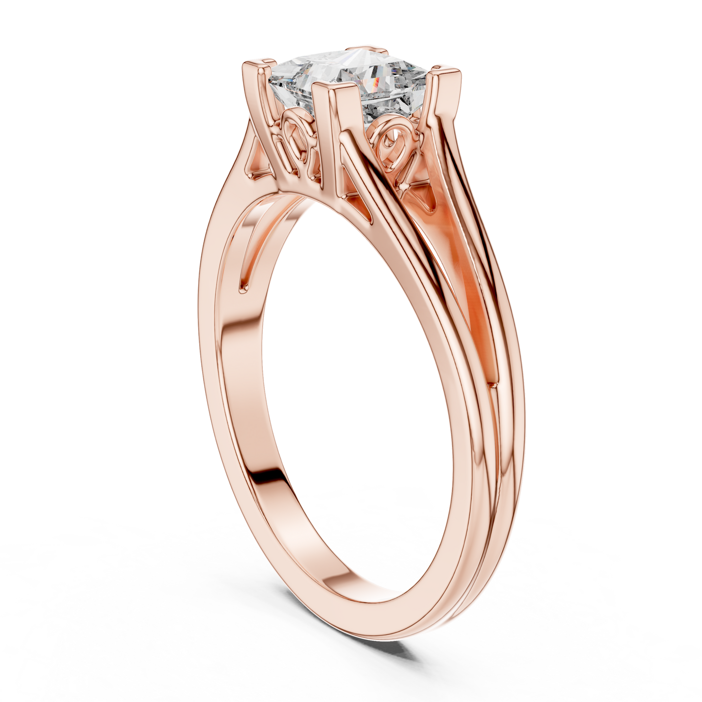 Princess Cut Lab Grown Diamond Split Shank Engagement Ring