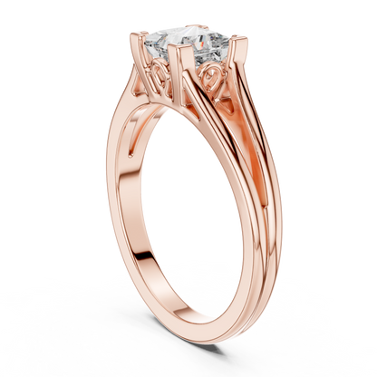 Princess Cut Lab Grown Diamond Split Shank Engagement Ring