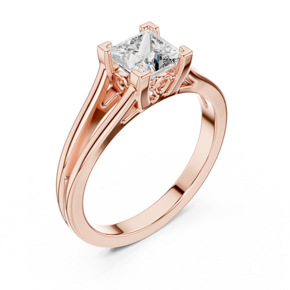 Princess Cut Lab Grown Diamond Split Shank Engagement Ring