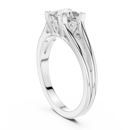 Princess Cut Lab Grown Diamond Split Shank Engagement Ring