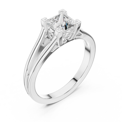 Princess Cut Lab Grown Diamond Split Shank Engagement Ring