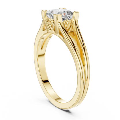 Princess Cut Lab Grown Diamond Split Shank Engagement Ring