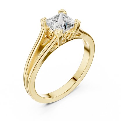 Princess Cut Lab Grown Diamond Split Shank Engagement Ring