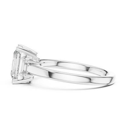 Yellow Gold Trinity Radiant Lab Grown Diamond Engagement Ring