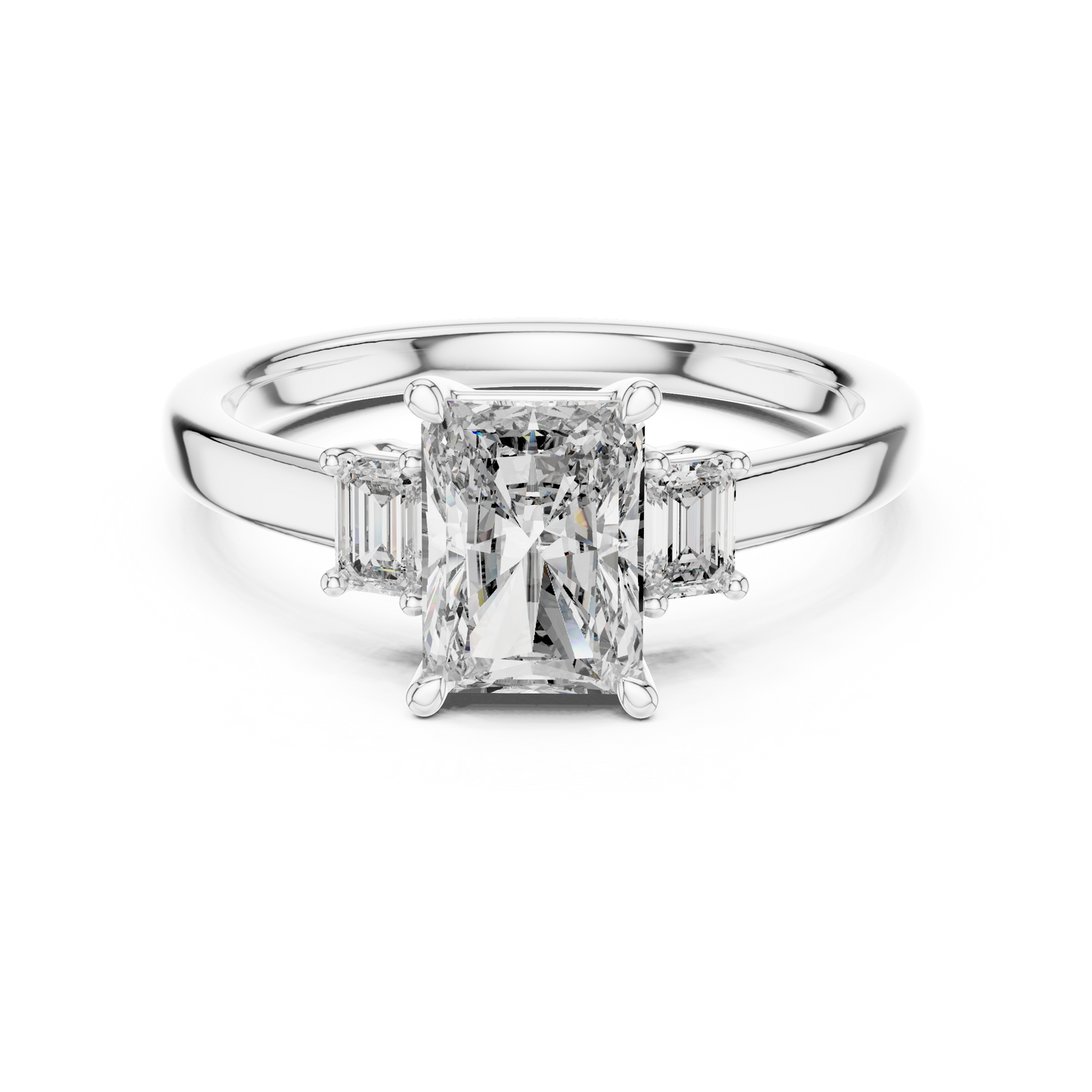 Yellow Gold Trinity Radiant Lab Grown Diamond Engagement Ring