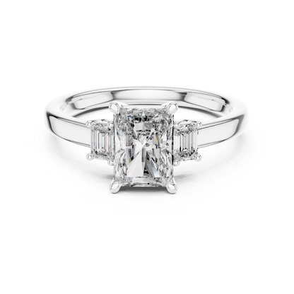 Yellow Gold Trinity Radiant Lab Grown Diamond Engagement Ring