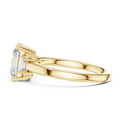 Yellow Gold Trinity Radiant Lab Grown Diamond Engagement Ring