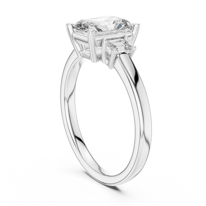 Yellow Gold Trinity Radiant Lab Grown Diamond Engagement Ring