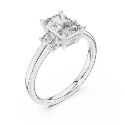 Yellow Gold Trinity Radiant Lab Grown Diamond Engagement Ring