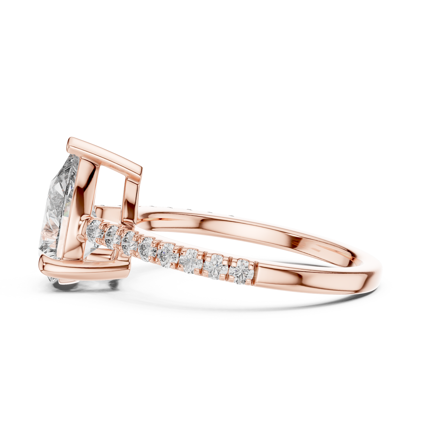 Teardrop Lab Grown Diamond Pave Engagement Ring