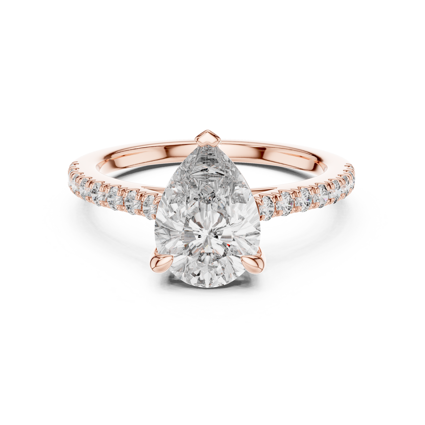 Teardrop Lab Grown Diamond Pave Engagement Ring