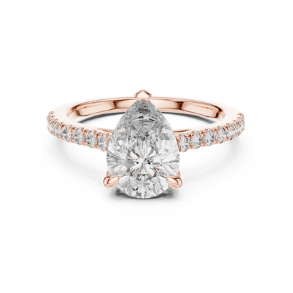 Teardrop Lab Grown Diamond Pave Engagement Ring