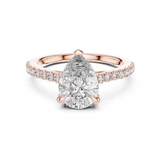 Teardrop Lab Grown Diamond Pave Engagement Ring