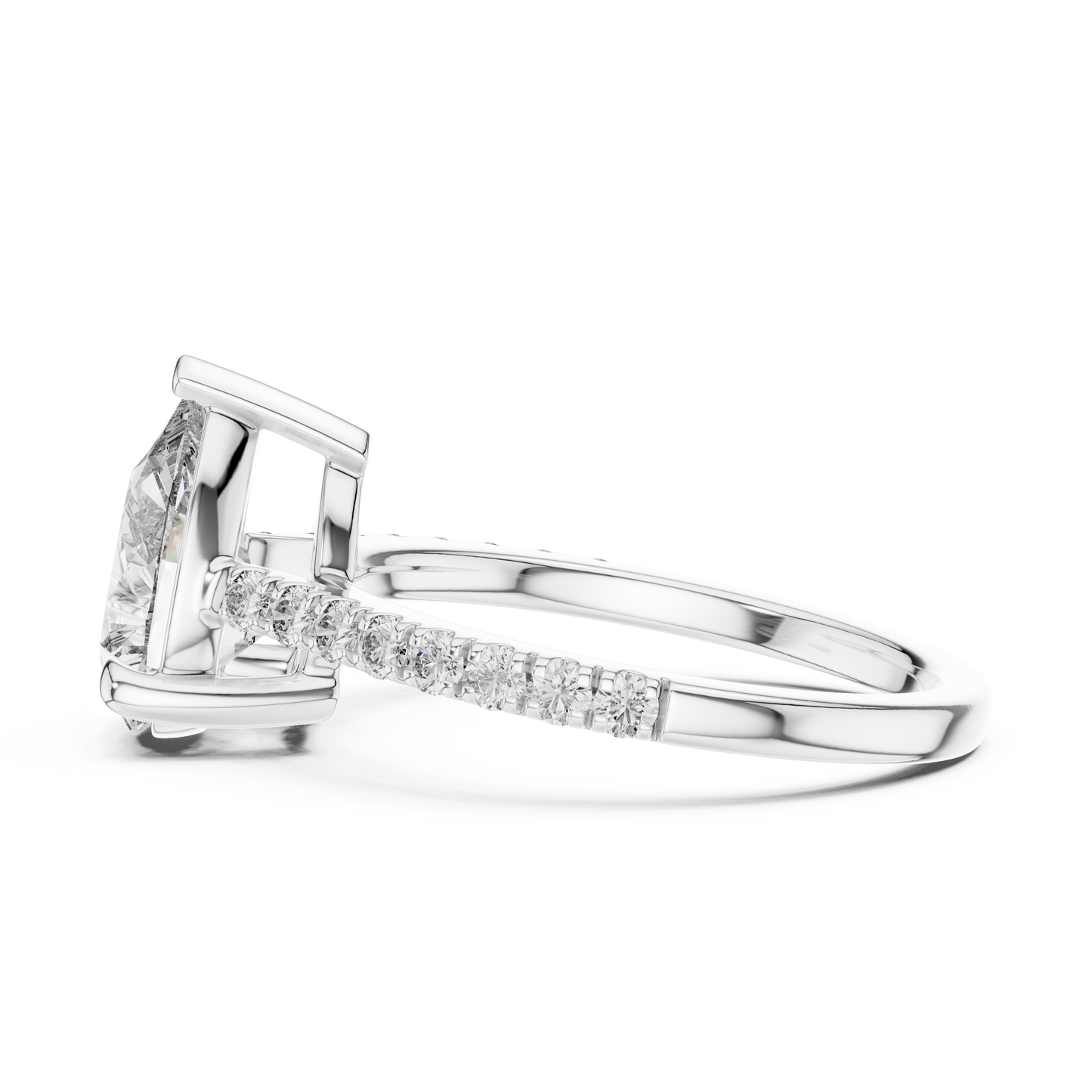 Teardrop Lab Grown Diamond Pave Engagement Ring