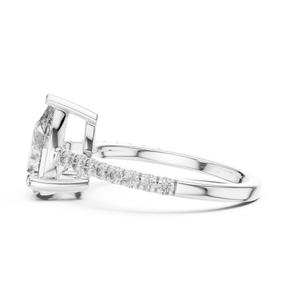 Teardrop Lab Grown Diamond Pave Engagement Ring