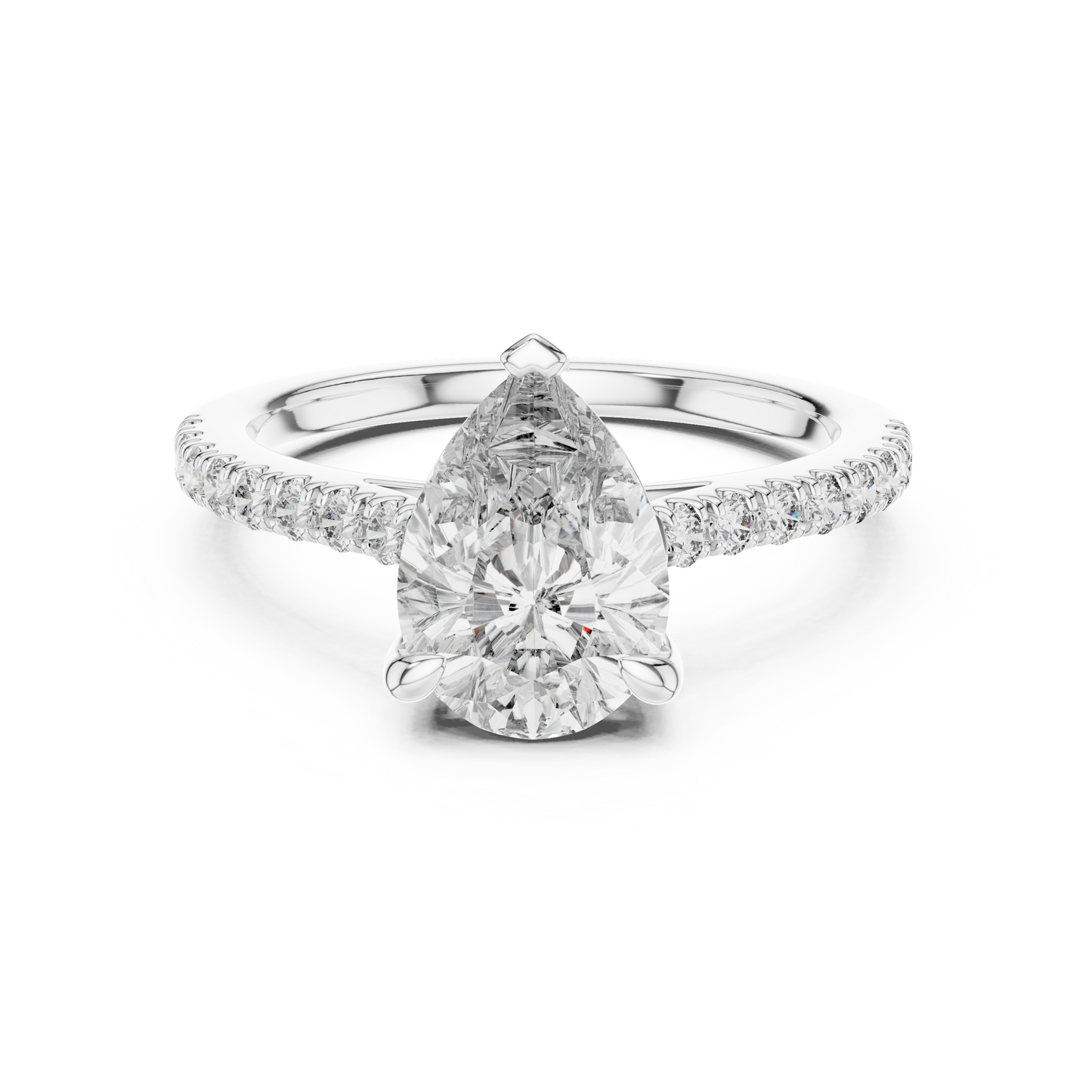 Teardrop Lab Grown Diamond Pave Engagement Ring