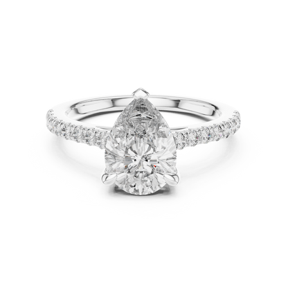 Teardrop Lab Grown Diamond Pave Engagement Ring