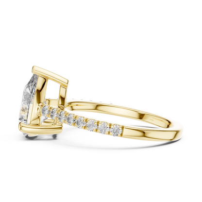Teardrop Lab Grown Diamond Pave Engagement Ring