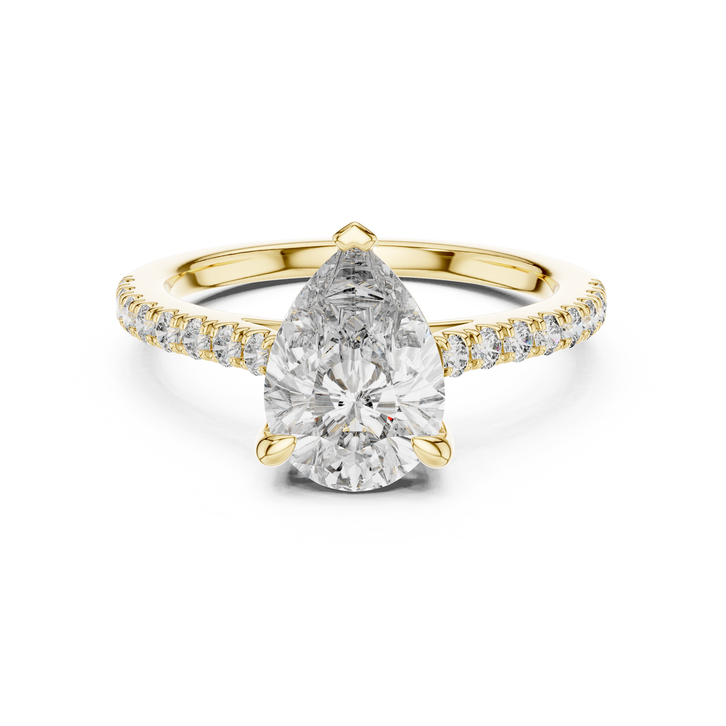 Teardrop Lab Grown Diamond Pave Engagement Ring