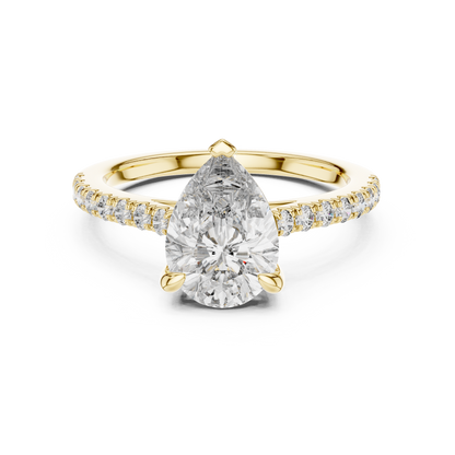 Teardrop Lab Grown Diamond Pave Engagement Ring