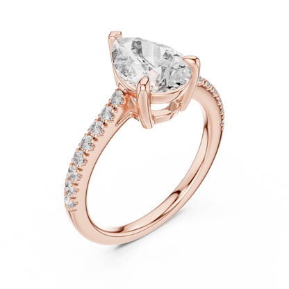 Teardrop Lab Grown Diamond Pave Engagement Ring