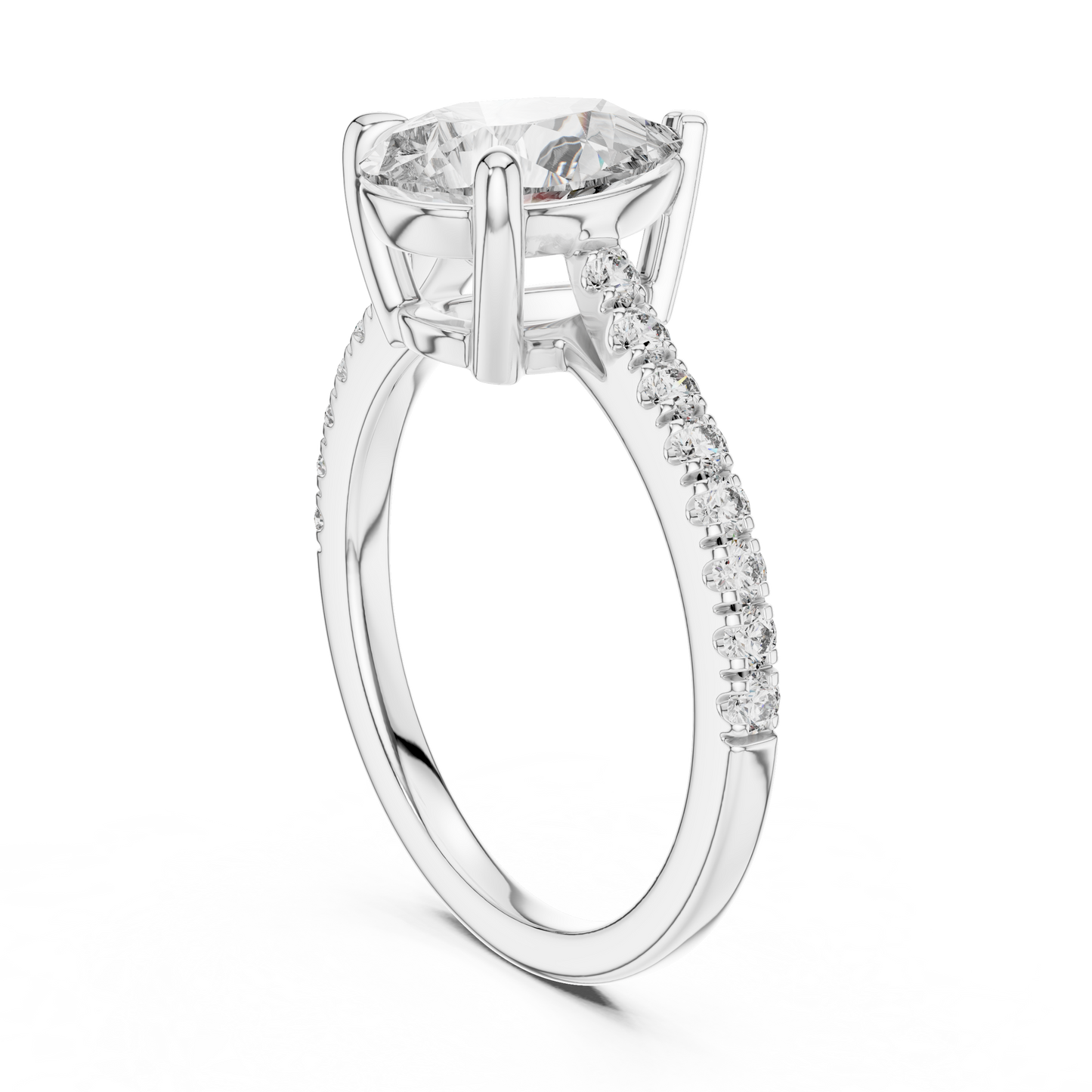 Teardrop Lab Grown Diamond Pave Engagement Ring