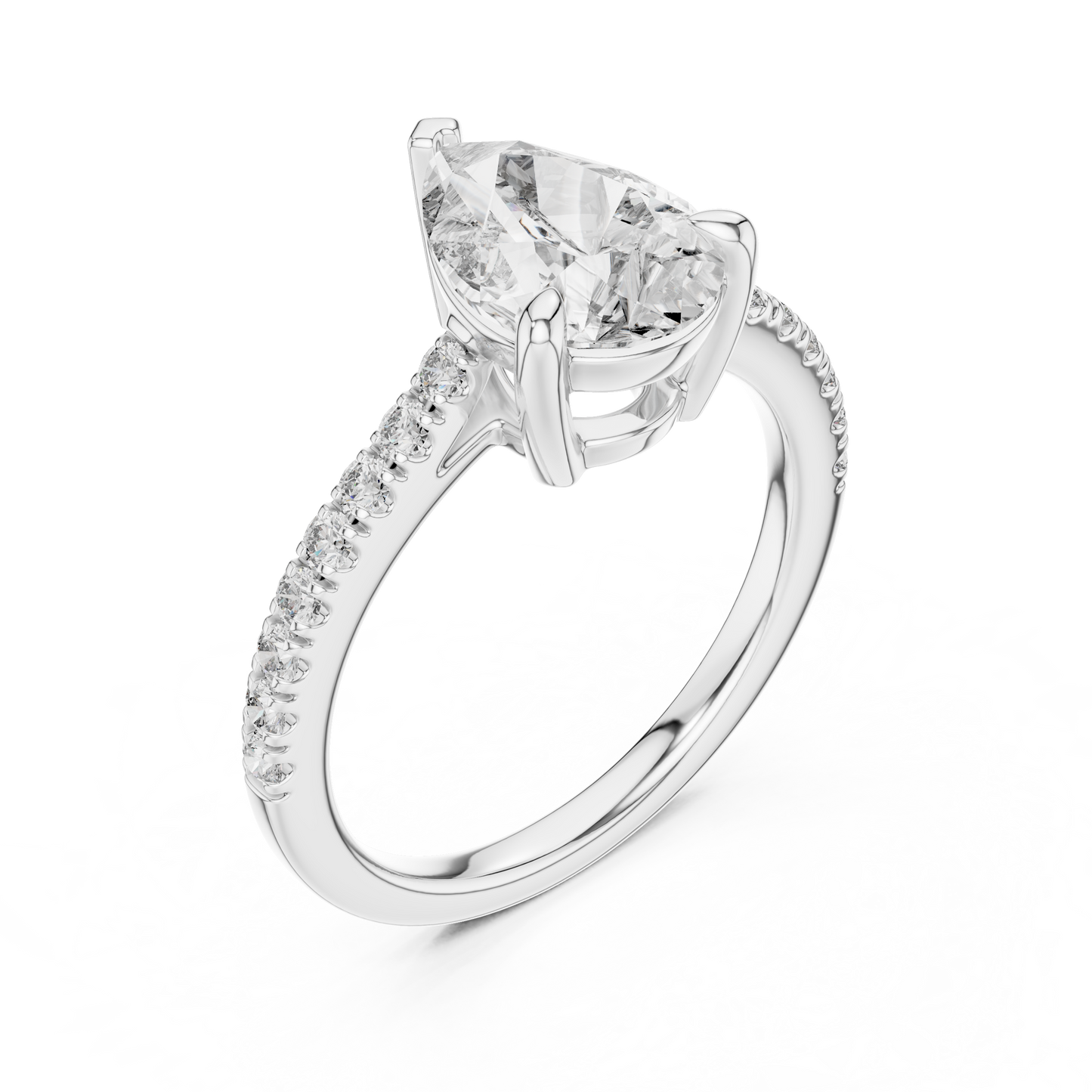 Teardrop Lab Grown Diamond Pave Engagement Ring