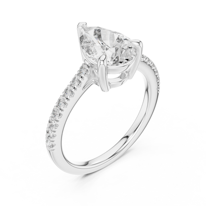 Teardrop Lab Grown Diamond Pave Engagement Ring
