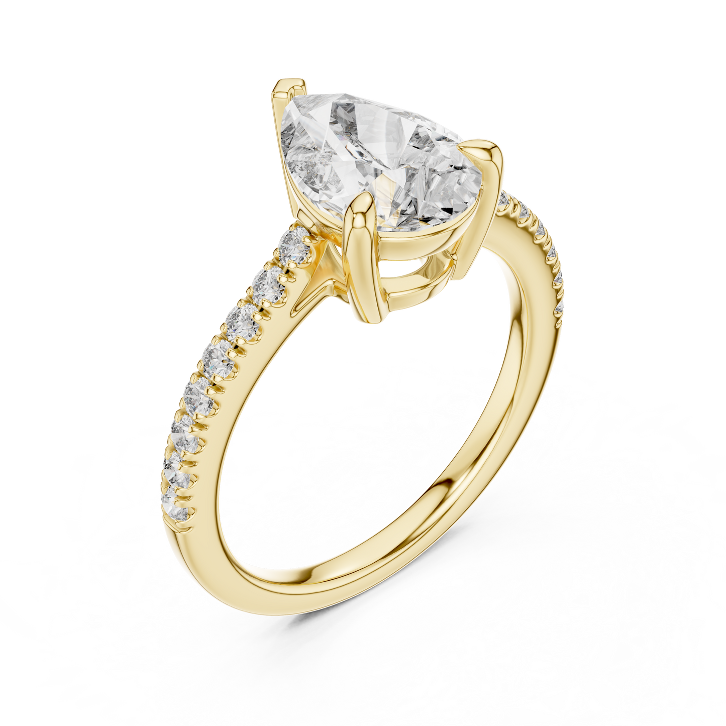 Teardrop Lab Grown Diamond Pave Engagement Ring