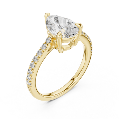 Teardrop Lab Grown Diamond Pave Engagement Ring