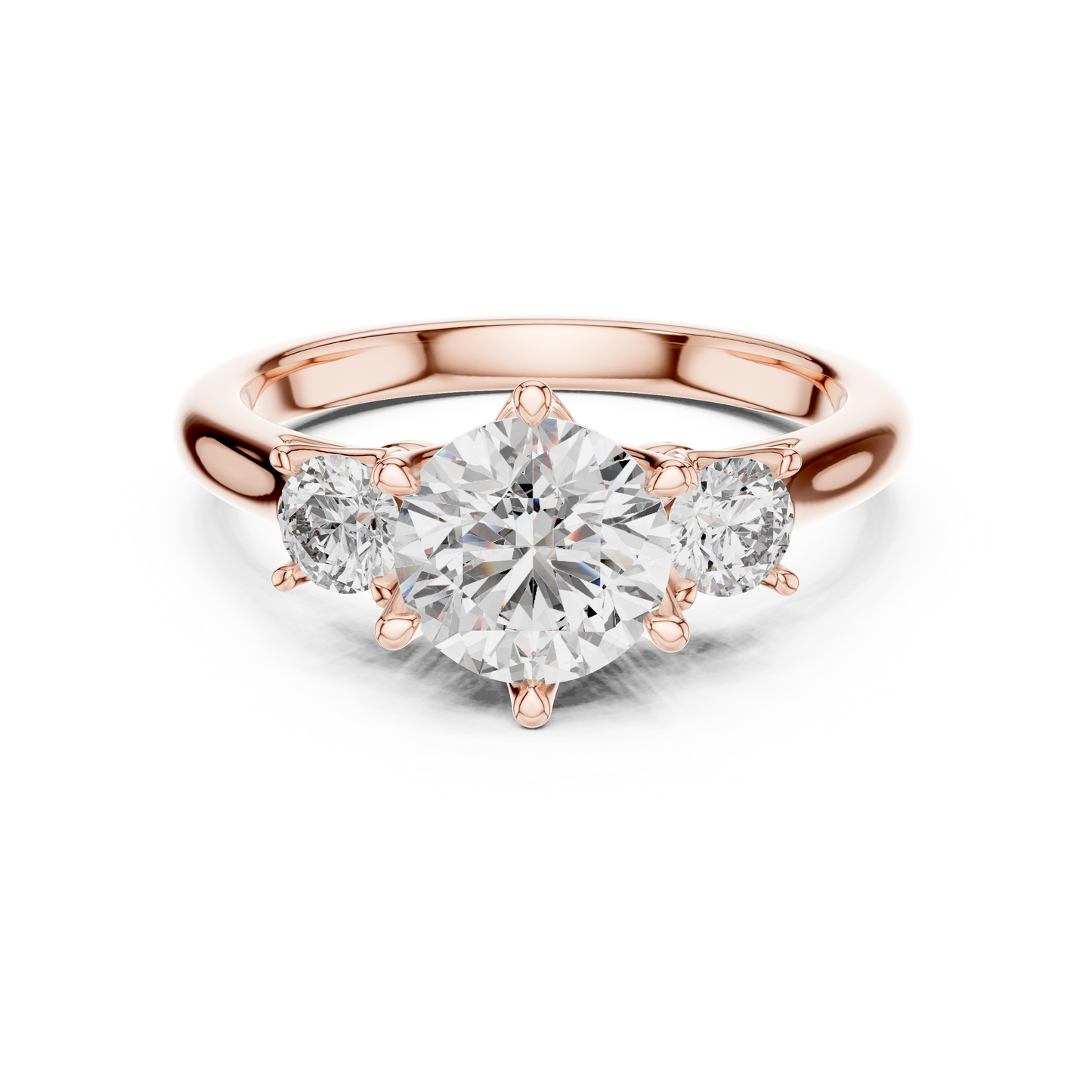 Compass Set Round Lab Grown Diamond Engagement Ring