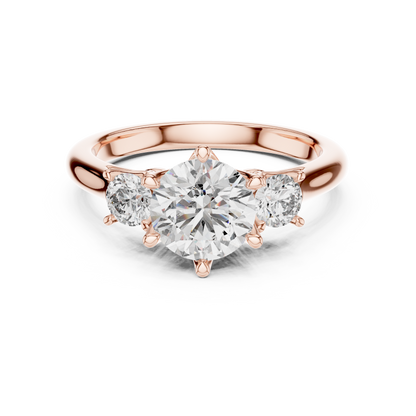 Compass Set Round Lab Grown Diamond Engagement Ring