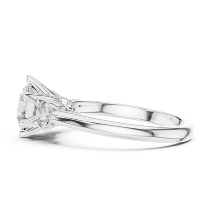 Compass Set Round Lab Grown Diamond Engagement Ring