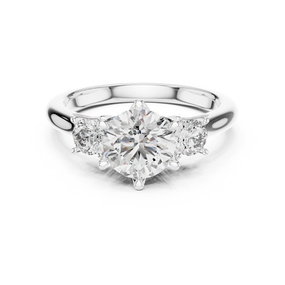 Compass Set Round Lab Grown Diamond Engagement Ring