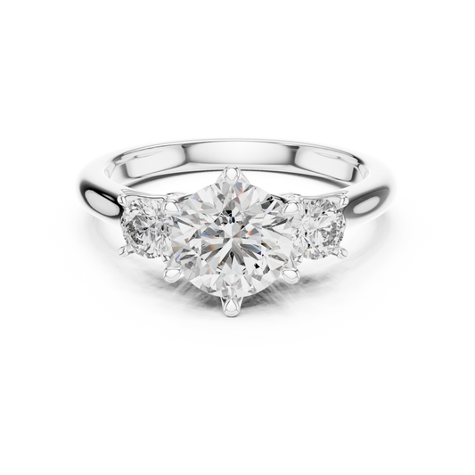Compass Set Round Lab Grown Diamond Engagement Ring