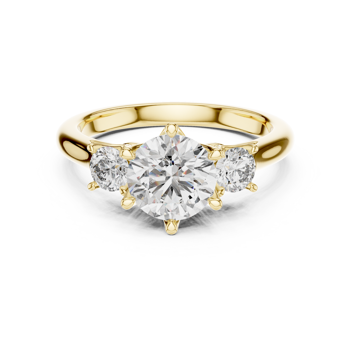 Compass Set Round Lab Grown Diamond Engagement Ring