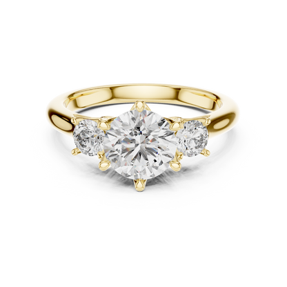 Compass Set Round Lab Grown Diamond Engagement Ring