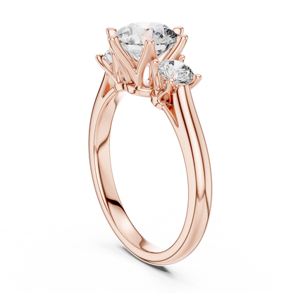 Compass Set Round Lab Grown Diamond Engagement Ring