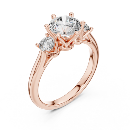 Compass Set Round Lab Grown Diamond Engagement Ring