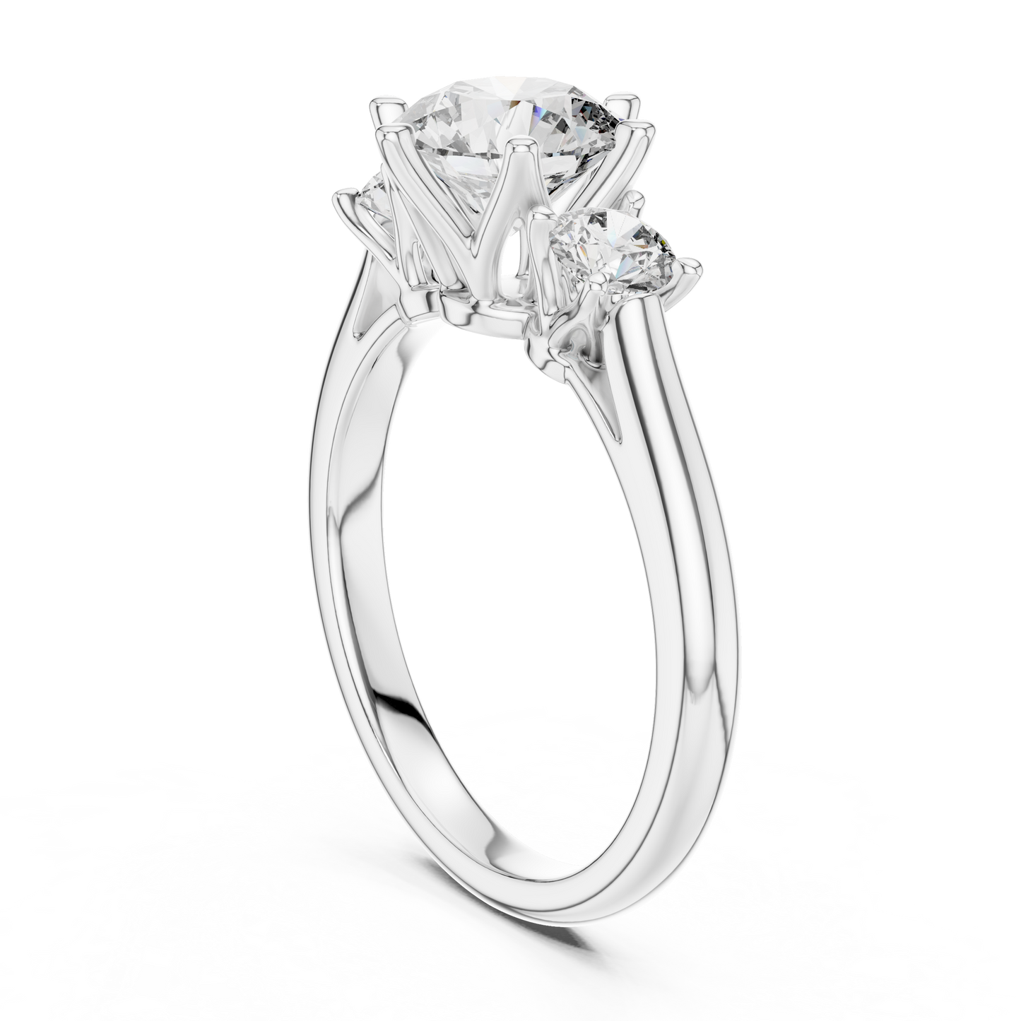 Compass Set Round Lab Grown Diamond Engagement Ring