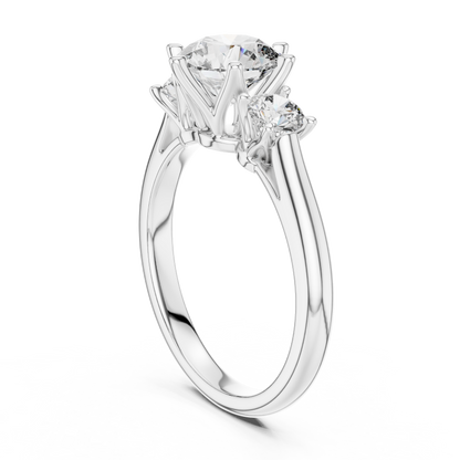 Compass Set Round Lab Grown Diamond Engagement Ring