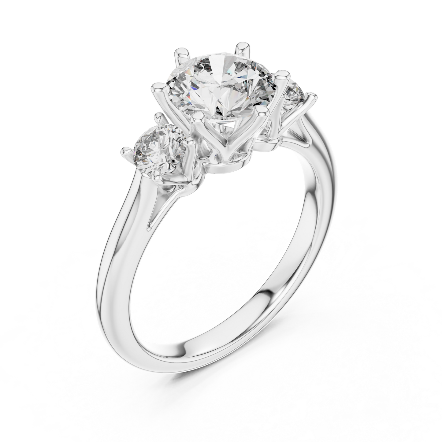 Compass Set Round Lab Grown Diamond Engagement Ring