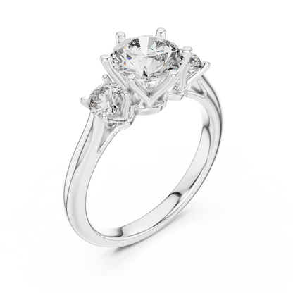 Compass Set Round Lab Grown Diamond Engagement Ring