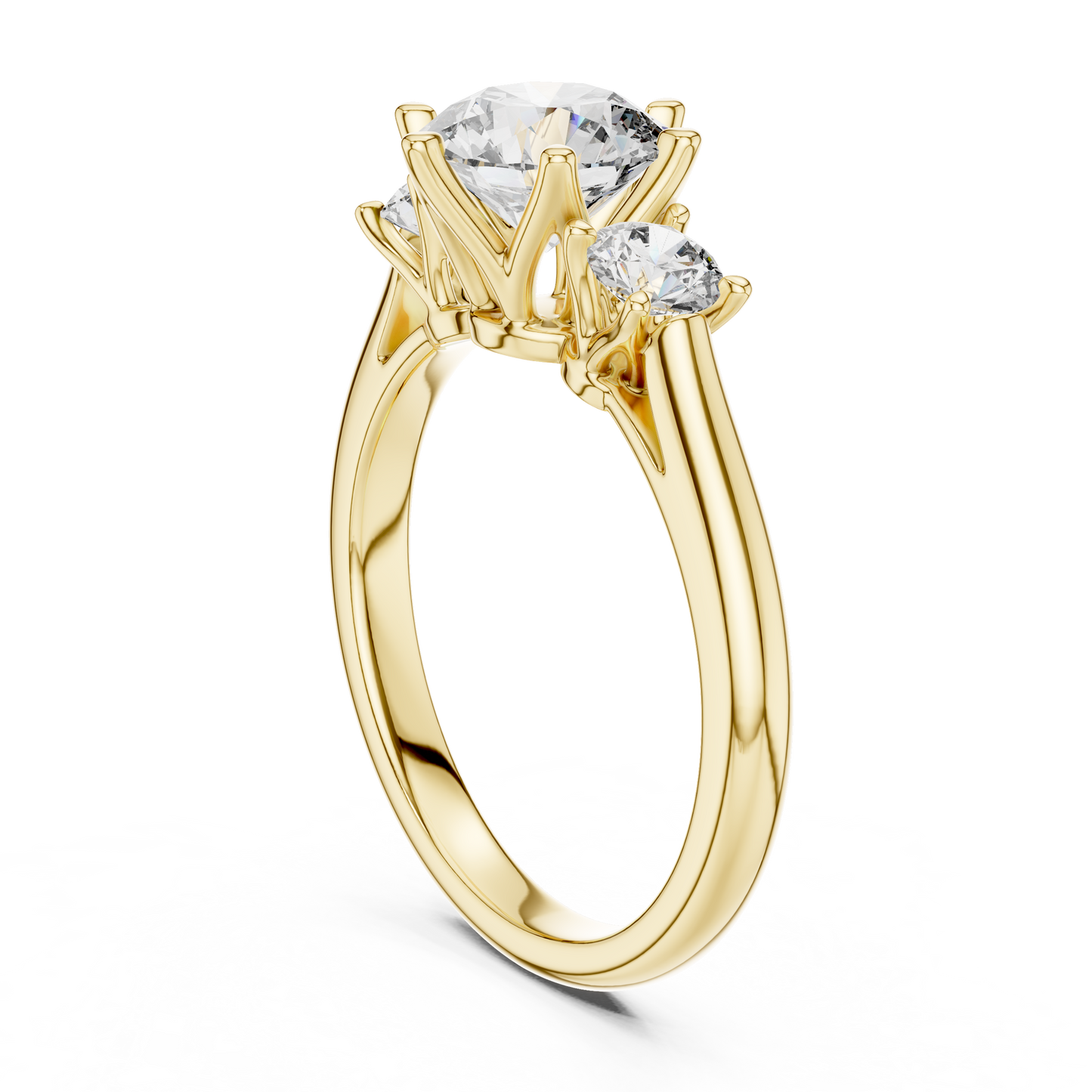 Compass Set Round Lab Grown Diamond Engagement Ring