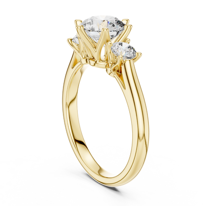 Compass Set Round Lab Grown Diamond Engagement Ring