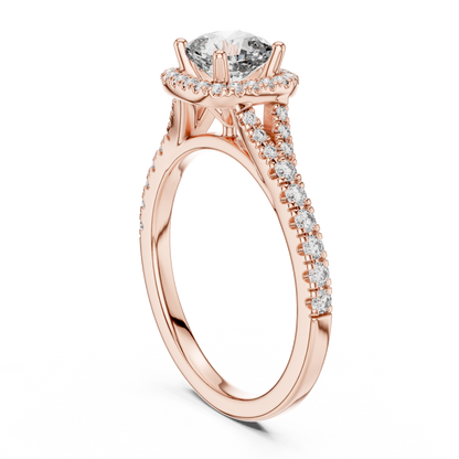 Cushion Lab Grown Diamond Halo Split Shank Engagement Ring