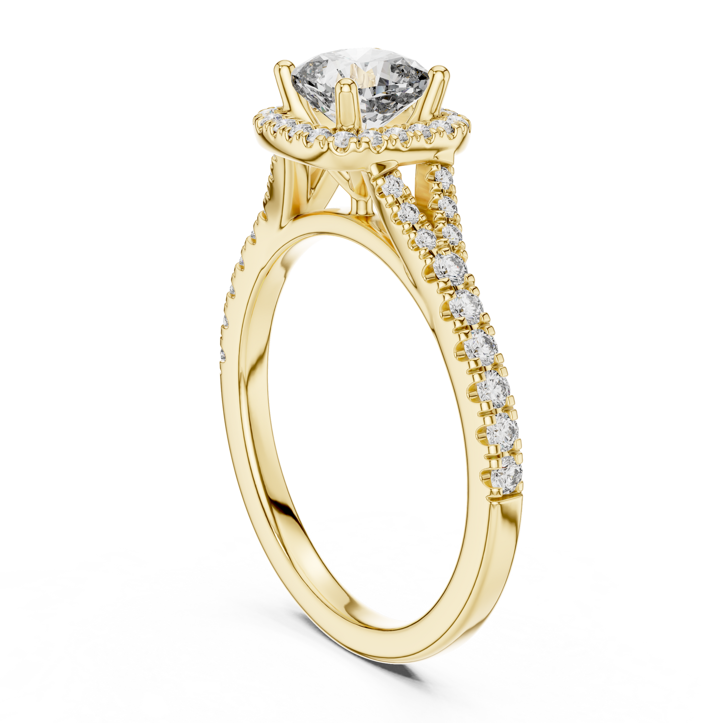Cushion Lab Grown Diamond Halo Split Shank Engagement Ring