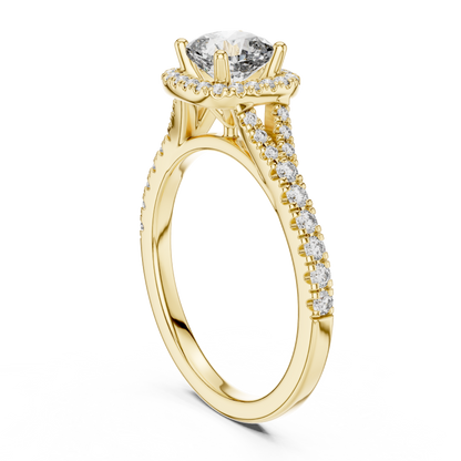 Cushion Lab Grown Diamond Halo Split Shank Engagement Ring